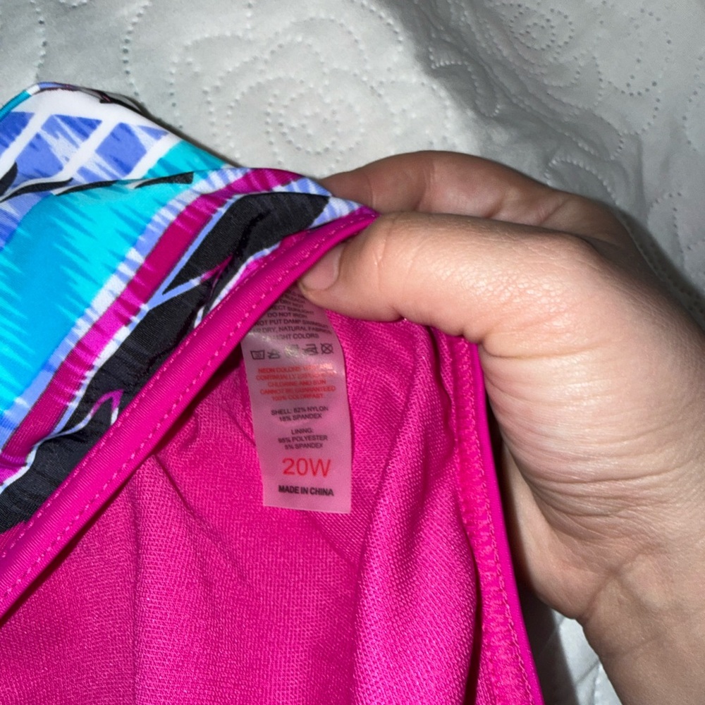 Black Tankini Set with Pink Racerback and Floral Trim - Picture 7 of 7